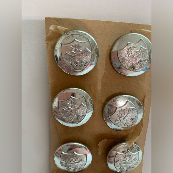Vintage Ohio State Seal Silver Tone Metal Buttons-Set Of 8 - Picture 4 of 4